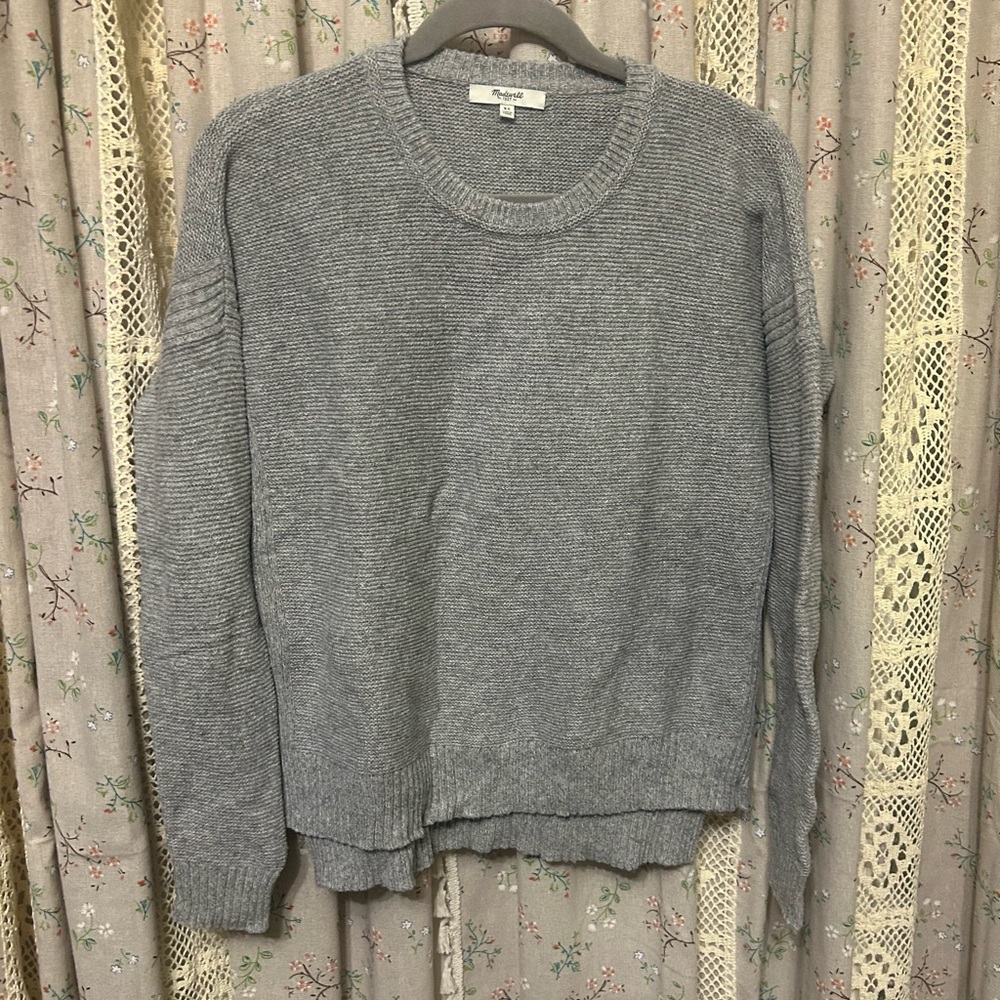 Madewell Gray‎ Knit Long Sleeve Cotton Blend Sweater Size XS